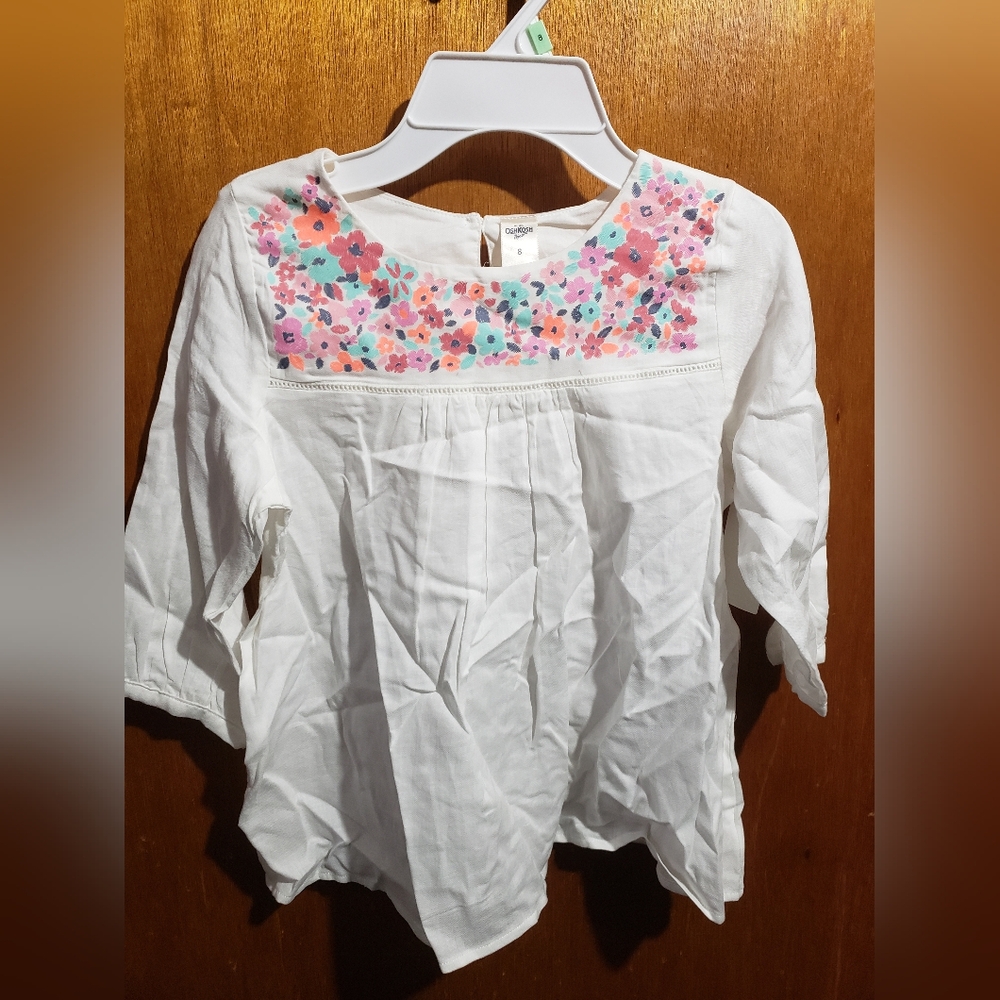 OshKosh B'gosh White Floral Kids Blouse - Picture 1 of 3